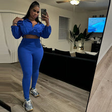 Load image into Gallery viewer, Long Sleeve Zipper Solid Color Two Piece Pants Set