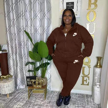 Load image into Gallery viewer, VIP1 Plus Size Embroidered Sport Long Sleeve Casual 2-Piece Set
