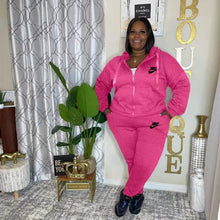 Load image into Gallery viewer, VIP1 Plus Size Embroidered Sport Long Sleeve Casual 2-Piece Set