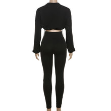 Load image into Gallery viewer, Long Sleeve Zipper Solid Color Two Piece Pants Set