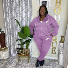 Load image into Gallery viewer, VIP1 Plus Size Embroidered Sport Long Sleeve Casual 2-Piece Set