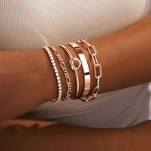 Load image into Gallery viewer, Gokeey Gold Bracelets Set for Women Non Tarnish, Waterproof 14K Gold Plated Sterling Silver Chunky Cuff Bracelet Stackable Gold Bangles Bracelet for Women Trendy Fashion Accessories Tie Knot Cuban Rope Paperclip Beaded Bracelet Stack Jewelry Mothers Day G