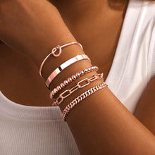 Load image into Gallery viewer, Gokeey Gold Bracelets Set for Women Non Tarnish, Waterproof 14K Gold Plated Sterling Silver Chunky Cuff Bracelet Stackable Gold Bangles Bracelet for Women Trendy Fashion Accessories Tie Knot Cuban Rope Paperclip Beaded Bracelet Stack Jewelry Mothers Day G