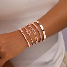 Load image into Gallery viewer, Gokeey Gold Bracelets Set for Women Non Tarnish, Waterproof 14K Gold Plated Sterling Silver Chunky Cuff Bracelet Stackable Gold Bangles Bracelet for Women Trendy Fashion Accessories Tie Knot Cuban Rope Paperclip Beaded Bracelet Stack Jewelry Mothers Day G
