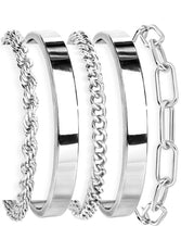 Load image into Gallery viewer, Gokeey Gold Bracelets Set for Women Non Tarnish, Waterproof 14K Gold Plated Sterling Silver Chunky Cuff Bracelet Stackable Gold Bangles Bracelet for Women Trendy Fashion Accessories Tie Knot Cuban Rope Paperclip Beaded Bracelet Stack Jewelry Mothers Day G