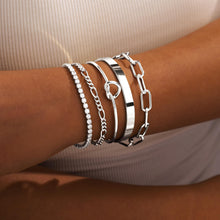 Load image into Gallery viewer, Gokeey Gold Bracelets Set for Women Non Tarnish, Waterproof 14K Gold Plated Sterling Silver Chunky Cuff Bracelet Stackable Gold Bangles Bracelet for Women Trendy Fashion Accessories Tie Knot Cuban Rope Paperclip Beaded Bracelet Stack Jewelry Mothers Day G