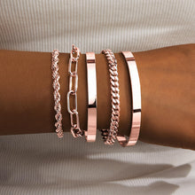 Load image into Gallery viewer, Gokeey Gold Bracelets Set for Women Non Tarnish, Waterproof 14K Gold Plated Sterling Silver Chunky Cuff Bracelet Stackable Gold Bangles Bracelet for Women Trendy Fashion Accessories Tie Knot Cuban Rope Paperclip Beaded Bracelet Stack Jewelry Mothers Day G