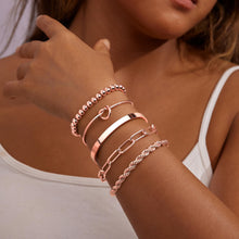 Load image into Gallery viewer, Gokeey Gold Bracelets Set for Women Non Tarnish, Waterproof 14K Gold Plated Sterling Silver Chunky Cuff Bracelet Stackable Gold Bangles Bracelet for Women Trendy Fashion Accessories Tie Knot Cuban Rope Paperclip Beaded Bracelet Stack Jewelry Mothers Day G