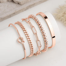 Load image into Gallery viewer, Gokeey Gold Bracelets Set for Women Non Tarnish, Waterproof 14K Gold Plated Sterling Silver Chunky Cuff Bracelet Stackable Gold Bangles Bracelet for Women Trendy Fashion Accessories Tie Knot Cuban Rope Paperclip Beaded Bracelet Stack Jewelry Mothers Day G