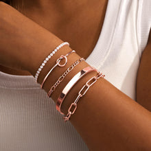 Load image into Gallery viewer, Gokeey Gold Bracelets Set for Women Non Tarnish, Waterproof 14K Gold Plated Sterling Silver Chunky Cuff Bracelet Stackable Gold Bangles Bracelet for Women Trendy Fashion Accessories Tie Knot Cuban Rope Paperclip Beaded Bracelet Stack Jewelry Mothers Day G
