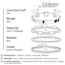 Load image into Gallery viewer, Gokeey Gold Bracelets Set for Women Non Tarnish, Waterproof 14K Gold Plated Sterling Silver Chunky Cuff Bracelet Stackable Gold Bangles Bracelet for Women Trendy Fashion Accessories Tie Knot Cuban Rope Paperclip Beaded Bracelet Stack Jewelry Mothers Day G
