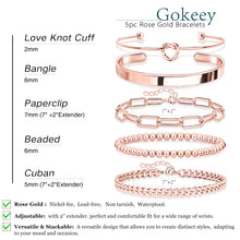 Load image into Gallery viewer, Gokeey Gold Bracelets Set for Women Non Tarnish, Waterproof 14K Gold Plated Sterling Silver Chunky Cuff Bracelet Stackable Gold Bangles Bracelet for Women Trendy Fashion Accessories Tie Knot Cuban Rope Paperclip Beaded Bracelet Stack Jewelry Mothers Day G