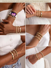 Load image into Gallery viewer, Gokeey Gold Bracelets Set for Women Non Tarnish, Waterproof 14K Gold Plated Sterling Silver Chunky Cuff Bracelet Stackable Gold Bangles Bracelet for Women Trendy Fashion Accessories Tie Knot Cuban Rope Paperclip Beaded Bracelet Stack Jewelry Mothers Day G