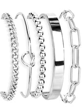 Load image into Gallery viewer, Gokeey Gold Bracelets Set for Women Non Tarnish, Waterproof 14K Gold Plated Sterling Silver Chunky Cuff Bracelet Stackable Gold Bangles Bracelet for Women Trendy Fashion Accessories Tie Knot Cuban Rope Paperclip Beaded Bracelet Stack Jewelry Mothers Day G