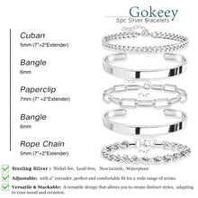 Load image into Gallery viewer, Gokeey Gold Bracelets Set for Women Non Tarnish, Waterproof 14K Gold Plated Sterling Silver Chunky Cuff Bracelet Stackable Gold Bangles Bracelet for Women Trendy Fashion Accessories Tie Knot Cuban Rope Paperclip Beaded Bracelet Stack Jewelry Mothers Day G
