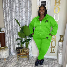 Load image into Gallery viewer, VIP1 Plus Size Embroidered Sport Long Sleeve Casual 2-Piece Set