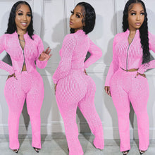 Load image into Gallery viewer, Knit Sweater Zipper Casual Pants Set