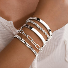 Load image into Gallery viewer, Gokeey Gold Bracelets Set for Women Non Tarnish, Waterproof 14K Gold Plated Sterling Silver Chunky Cuff Bracelet Stackable Gold Bangles Bracelet for Women Trendy Fashion Accessories Tie Knot Cuban Rope Paperclip Beaded Bracelet Stack Jewelry Mothers Day G