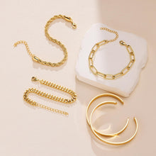 Load image into Gallery viewer, Gokeey Gold Bracelets Set for Women Non Tarnish, Waterproof 14K Gold Plated Sterling Silver Chunky Cuff Bracelet Stackable Gold Bangles Bracelet for Women Trendy Fashion Accessories Tie Knot Cuban Rope Paperclip Beaded Bracelet Stack Jewelry Mothers Day G