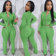 Load image into Gallery viewer, Knit Sweater Zipper Casual Pants Set