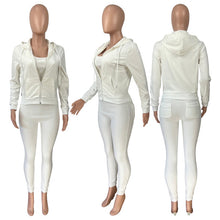 Load image into Gallery viewer, Solid Hooded Coat+Tank Top+Pants 3 Piece Sets
