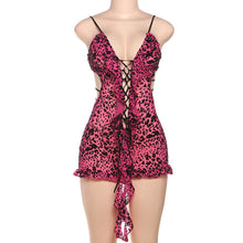 Load image into Gallery viewer, Printed Low-cut Hollow Out Lace-Up Romper