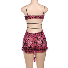 Load image into Gallery viewer, Printed Low-cut Hollow Out Lace-Up Romper