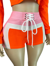 Load image into Gallery viewer, Print Long Sleeve Wrap Tie Up Short 3 Piece Set