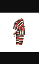 Load image into Gallery viewer, Plus Size Multicolor Striped Tops Shorts Two Piece Set