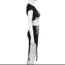 Load image into Gallery viewer, Sexy Letter Print Slim Fit T-shirt Mini Skirt Suit