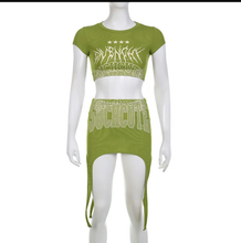 Load image into Gallery viewer, Sexy Letter Print Slim Fit T-shirt Mini Skirt Suit