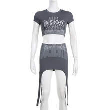 Load image into Gallery viewer, Sexy Letter Print Slim Fit T-shirt Mini Skirt Suit