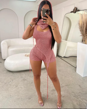 Load image into Gallery viewer, Sexy Hollow Out Sequin Backless Two Piece Shorts Set
