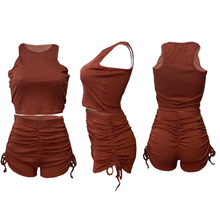 Load image into Gallery viewer, Solid Tank Top Drawstring Shorts 2 Piece Sets