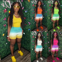Load image into Gallery viewer, Casual Tank Top+Gradient Shorts Two Piece Sets