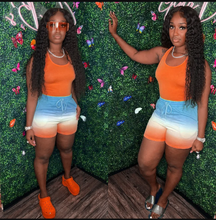Load image into Gallery viewer, Casual Tank Top+Gradient Shorts Two Piece Sets