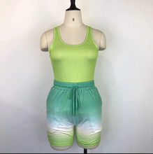 Load image into Gallery viewer, Casual Tank Top+Gradient Shorts Two Piece Sets