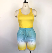Load image into Gallery viewer, Casual Tank Top+Gradient Shorts Two Piece Sets