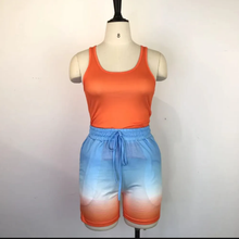 Load image into Gallery viewer, Casual Tank Top+Gradient Shorts Two Piece Sets