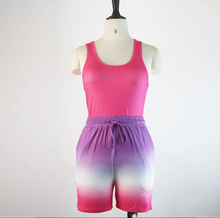 Load image into Gallery viewer, Casual Tank Top+Gradient Shorts Two Piece Sets