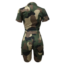 Load image into Gallery viewer, Camouflage Print Sport Shorts Two Piece Set