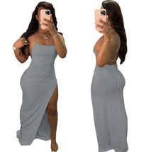 Load image into Gallery viewer, Sexy Backless Solid Color Long Dress