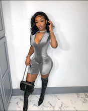 Load image into Gallery viewer, Velvet Short Sleeve Solid Romper