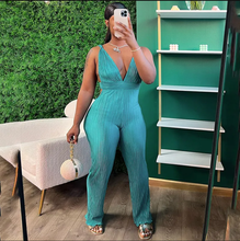 Load image into Gallery viewer, Solid Deep V Neck Bandage Backless Jumpsuit