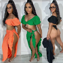 Load image into Gallery viewer, Sexy Solid Color Three Piece Skirts Set