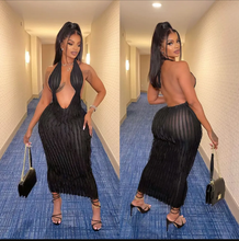 Load image into Gallery viewer, Solid Hollow Out Wave Pattern Sexy Long Dress