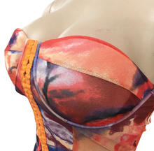 Load image into Gallery viewer, Sexy Mesh Printed Tube Top Drawstring Mini Skirt 2 Piece Sets
