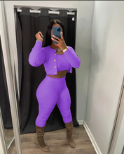 Load image into Gallery viewer, Solid Knit Sweater Slim Cardigan Three Piece Set