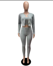 Load image into Gallery viewer, Solid Knit Sweater Slim Cardigan Three Piece Set