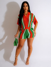 Load image into Gallery viewer, Contrast Color Hollow Out Knit Two Piece Shorts Set